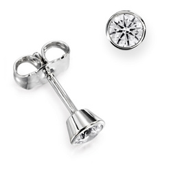 image of 18ct White Gold Bezel Set Brilliant Cut Diamond Stud Earrings