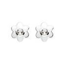 Rock Crystal Birthstone Flower Stud Earrings (April)