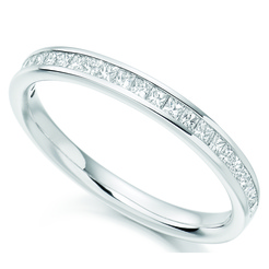 image of 18ct White Gold Princess Cut Channel Set 2.55mm Diamond Half Eternity Ring