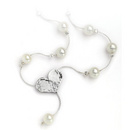 
Aviv Silver Hammered Heart Necklace with Large Pearl and Silver Bead Spacers