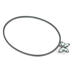 image of Jane Moore Oxidised Silver & Blue Enamel Butterfly Bangle