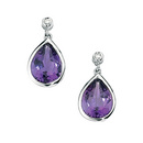 9ct White Gold Amethyst & Diamond Teardrop Earrings