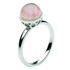 image of Rose Quartz Flower Cup Cabochon Ring