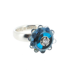 image of Sterling Silver Wide Court Style Ring with a CZ Set Bead Holder
