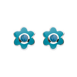 image of Turquoise Birthstone Flower Stud Earrings (Dec)