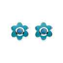 Turquoise Birthstone Flower Stud Earrings (Dec)