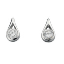 Silver CZ Teardrop Stud Earrings