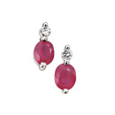 9ct White Gold Oval Ruby& Diamond Stud Earrings