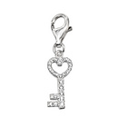 Sterling Silver Pave Set CZ Key Charm