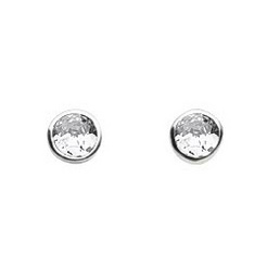 image of Sterling Silver Small Round Cut CZ Stud Earrings