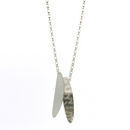 Shona Carnegie Silver Nyon White Enamel Large Feather and Scripted Necklace