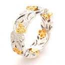 18ct White & Yellow Gold Floral Diamon and Yellow Sapphire Ring