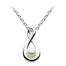 Sterling Silver Freshwater Pearl Pear Pendant with Fine Trace Chain