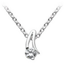 Sterling Silver Double Wave CZ Pendant with Fine Trace Chain