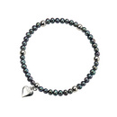 Silver Peacock Pearl, Bead & Heart Bracelet