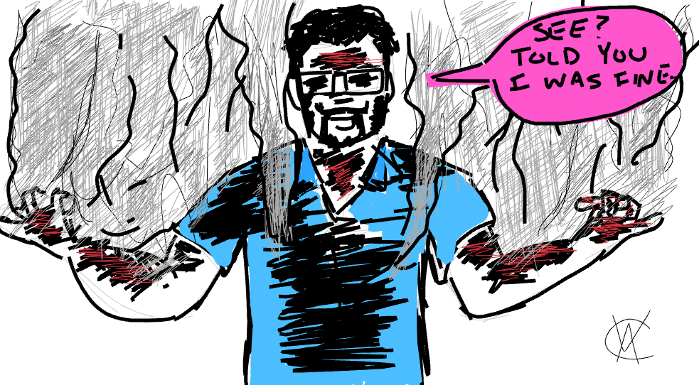 Grilling Accident. Or, All's Well that Ends Well