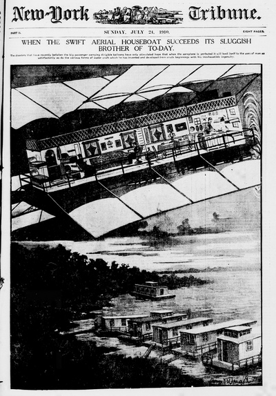 When the swift aerial houseboat succeeds its sluggish brother of to-day