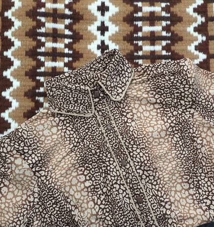  Animal Print Lycra Hidden Zip with Tan Piping