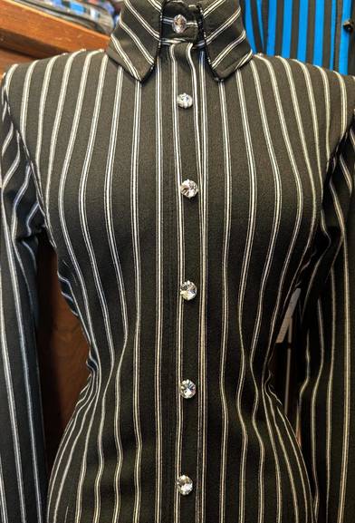 Black and White Pinstripe Hidden Zip