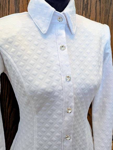 White Textured Lycra Hidden Zip