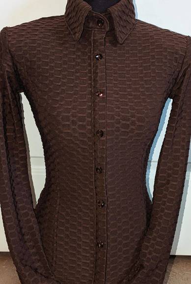 Dark Brown Textured Lycra Hidden Zip