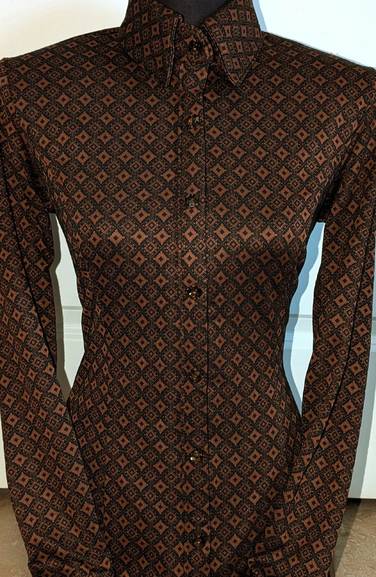 Dark Brown Printed Lycra Hidden Zip