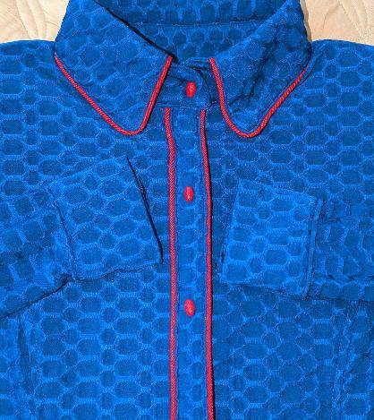 Royal Blue Textured Lycra with Red Piping
