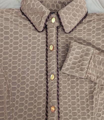 Dark Tan Textured Lycra Hidden Zip with Brown Piping