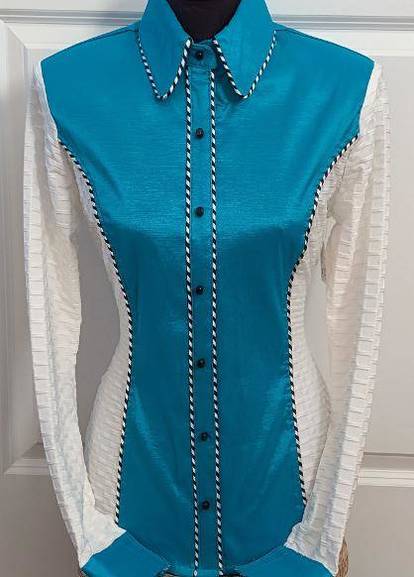 Turquoise Taffeta & White Textured Lycra