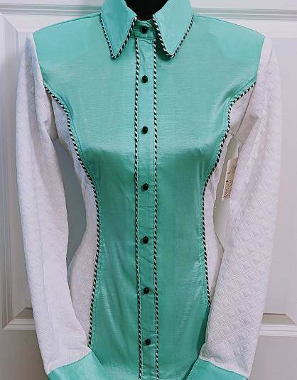 Mint Taffeta and White Textured Lycra
