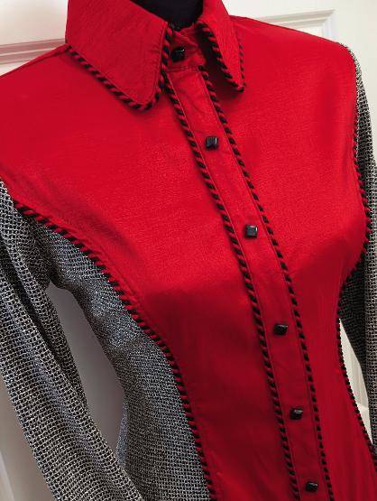Bright Red Taffeta with Silver Lycra Sides