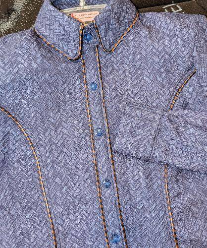 Denim Blue Lycra with Piping