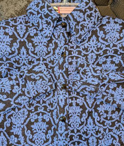 Denim Blue and Black Paisley Lycra