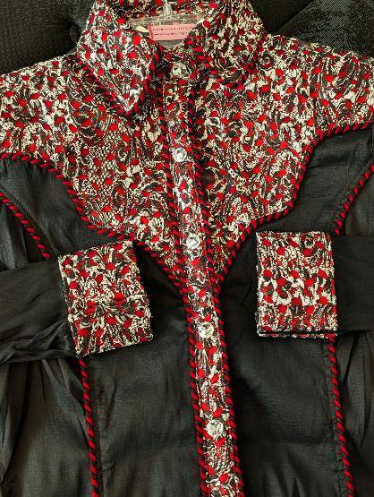 Black Taffeta with Gold, Red & Black Yoke