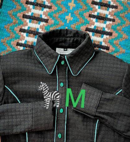 Black Textured Lycra with Green Piping