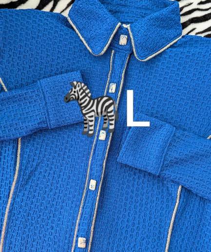 Royal Blue Textured Lycra with Silver Piping