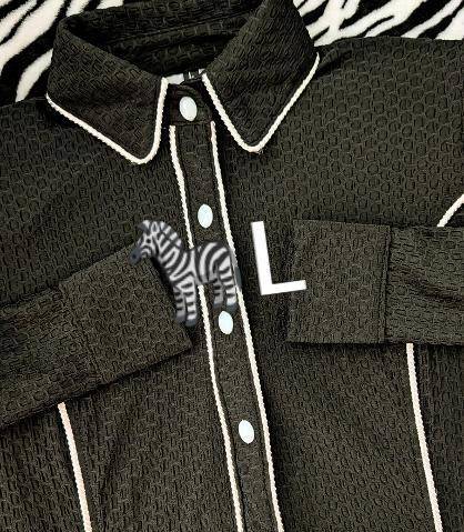 Black Textured Lycra with White Piping