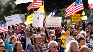 January 16, 2009: A coalition of Tea Party groups rally against Democrats and U.S. President Barack Obama Saturday afternoon at the Texas Capitol.