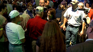 February 21, 2010. Debra Medina, flanked by supporters at an event at Texas Pride BBQ in Adkins, TX.