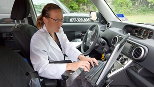 WhiteGlove House Call Health nurse practitioner Amy Kappler returns from a visit to an Austin patient. 

