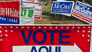Voting signs in Austin during the 2010 election cycle.