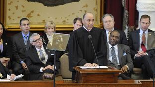 Chief Justice Wallace Jefferson delivers his State of the Judiciary speech in the House chamber on Mar. 6, 2013.