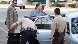 Defendant Mark Norwood exits the Tom Green County Courthouse after the first day of his trial for the murder of Christine Morton, Mar 19, 2013.