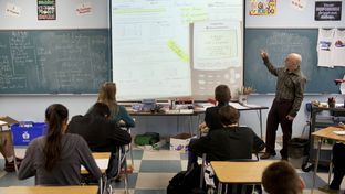 Hank Warner teaches a pre-advanced placement algebra course for ninth-graders at Bowie High School in Austin.