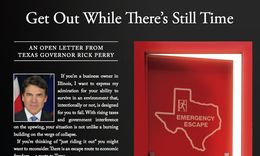 A screenshot of a TexasOne ad in Crain’s Chicago Business Journal aimed at Illinois businesses.