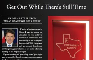 A screenshot of a TexasOne ad in Crain’s Chicago Business Journal aimed at Illinois businesses.