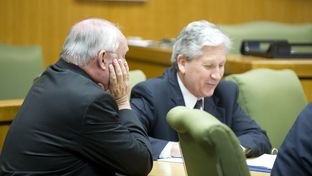Judge Ken Anderson, l, sits at the defense table as the court of inquiry begins in Georgetown on April 19, 2013.