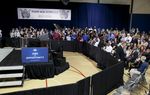 The scene at Manor New Tech High School as guest await the arrival of President Barack Obama on May 9, 2013