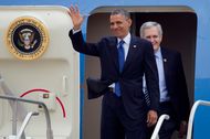 President Obama after landing in Austin on May 9, 2013.