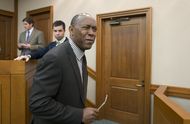 Rep. Sylvester Turner, D-Houston, reacts to a reporter's questions about a quote by Governor Rick Perry on budget talks on May 17, 2013.